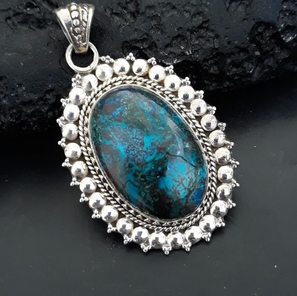 Rare Malachite, Azurite & Chrysocolla Pendant - Picture 2 of 8